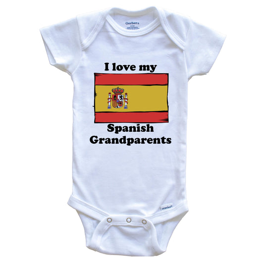 I Love My Spanish Grandparents Spain Flag Grandchild Baby Onesie