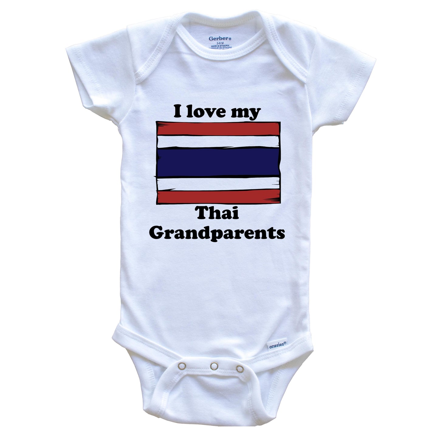 I Love My Thai Grandparents Thailand Flag Grandchild Baby Onesie