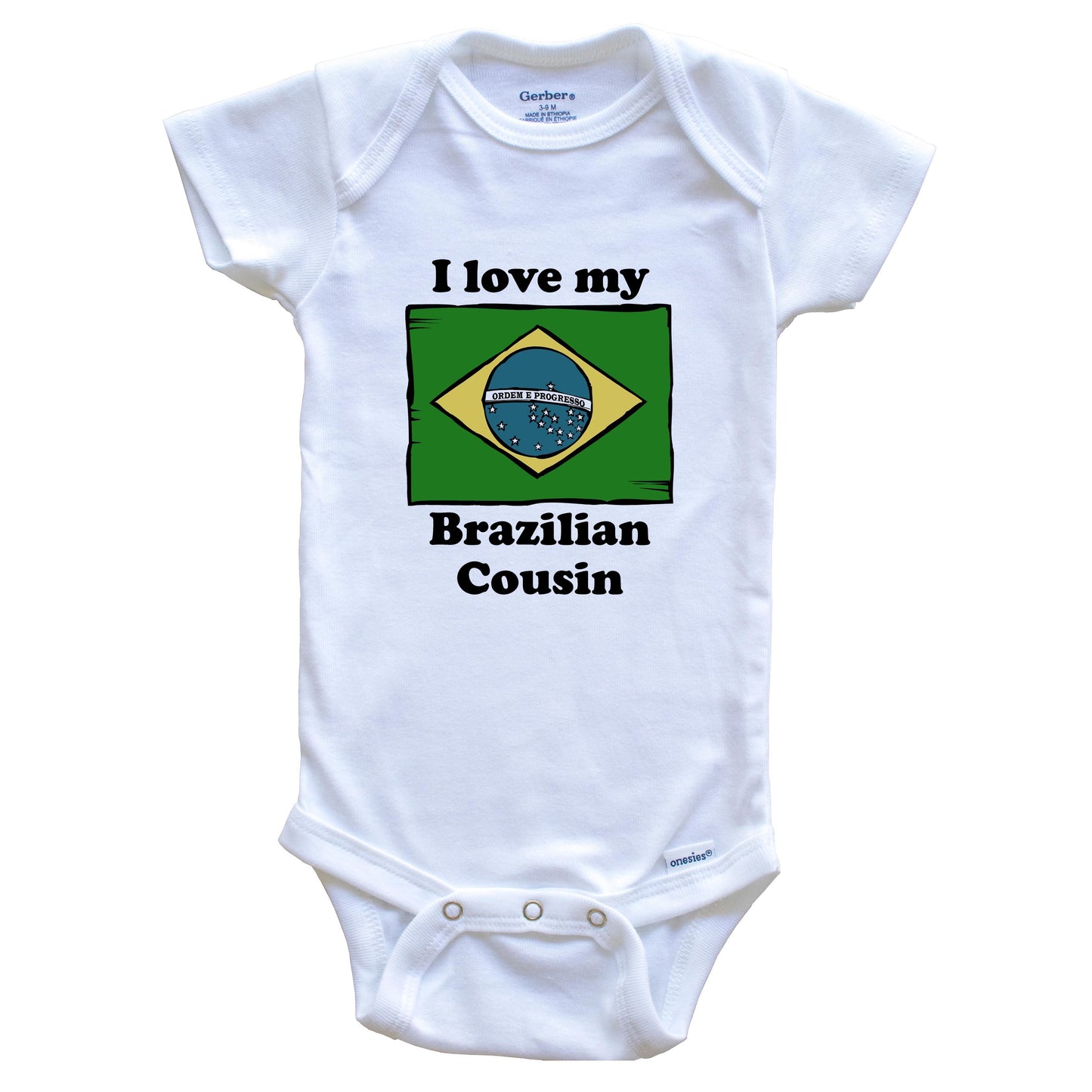 I Love My Brazilian Cousin Brazil Flag Baby Onesie