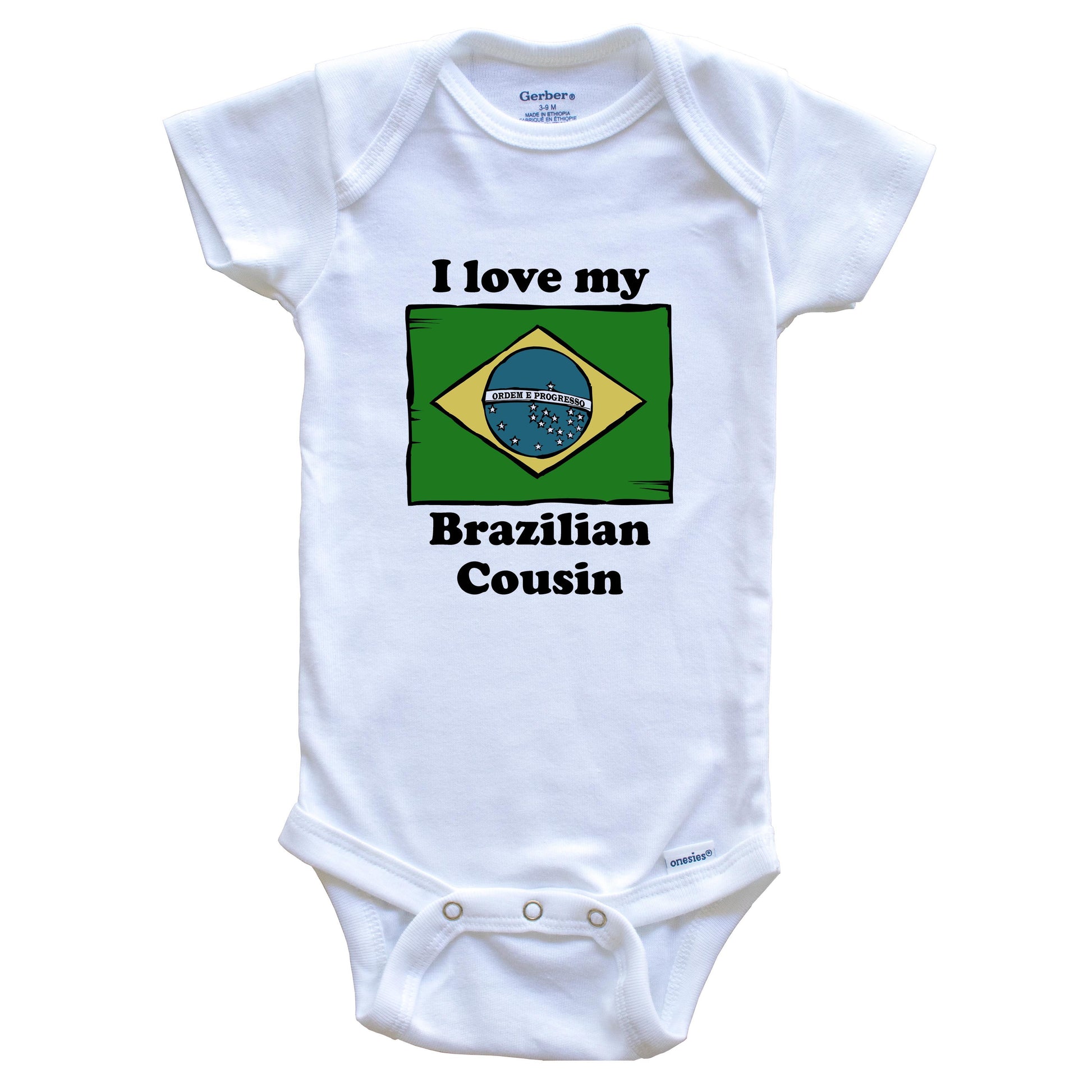 I Love My Brazilian Cousin Brazil Flag Baby Onesie