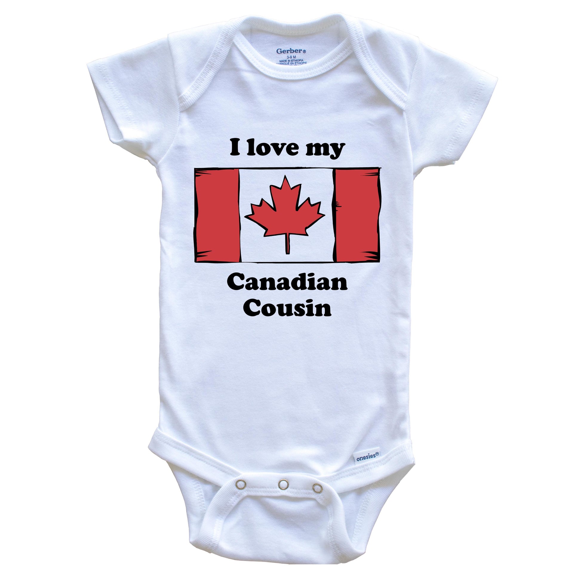 I Love My Canadian Cousin Canada Flag Baby Onesie