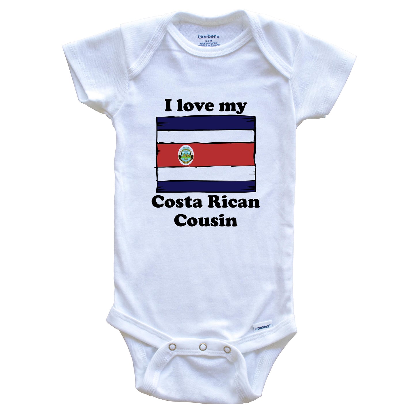 I Love My Costa Rican Cousin Costa Rica Flag Baby Onesie
