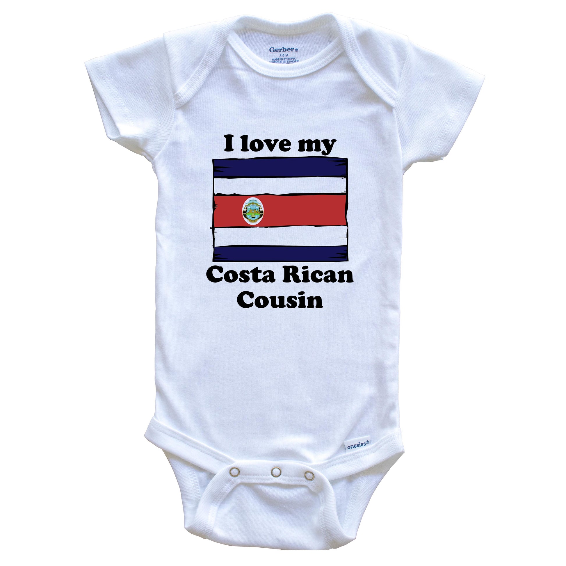 I Love My Costa Rican Cousin Costa Rica Flag Baby Onesie