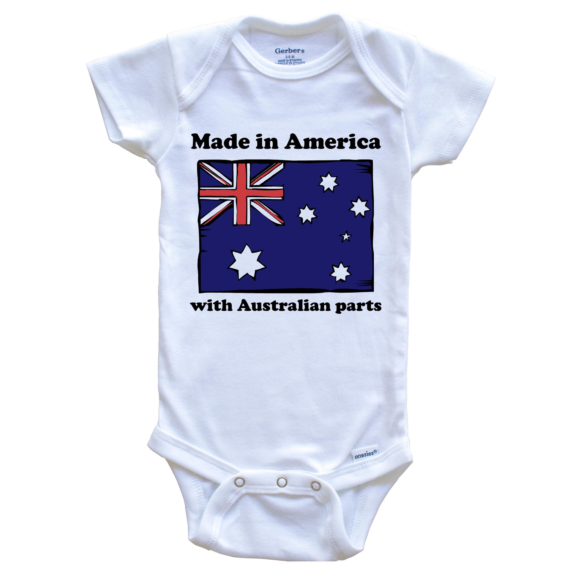Made In America With Australian Parts Funny Australia Flag Baby Onesie