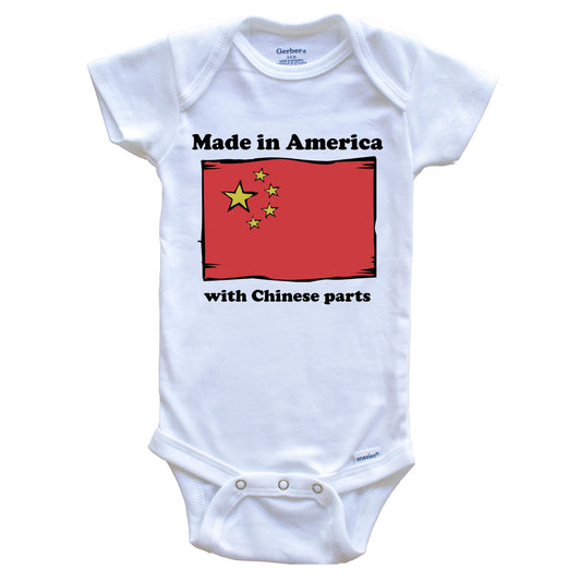 Made In America With Chinese Parts Funny China Flag Baby Onesie
