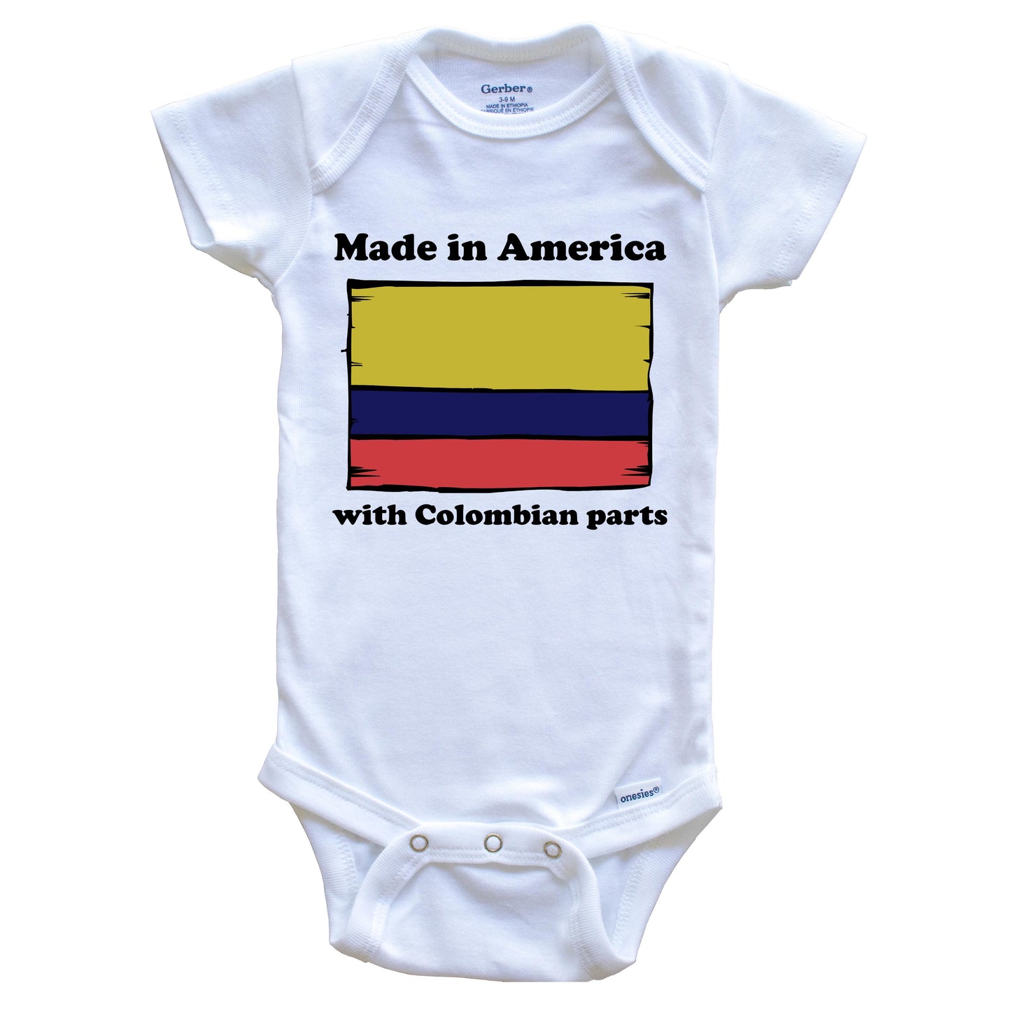 Made In America With Colombian Parts Funny Colombia Flag Baby Onesie