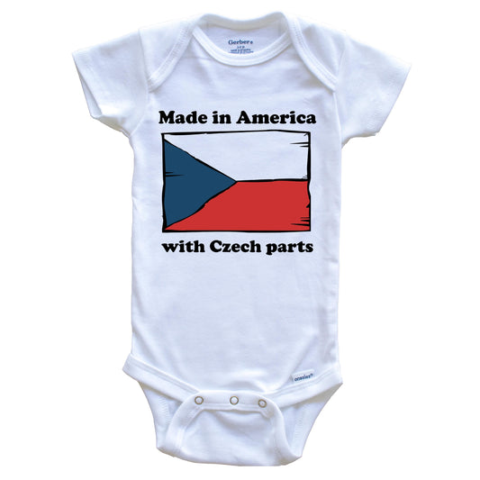 Made In America With Czech Parts Funny Czech Republic Flag Baby Onesie