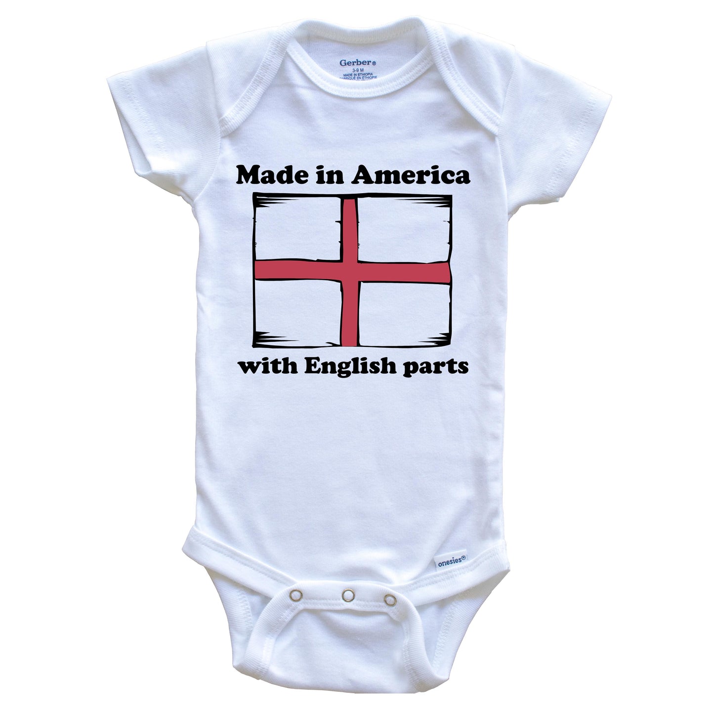 Made In America With English Parts Funny England Flag Baby Onesie