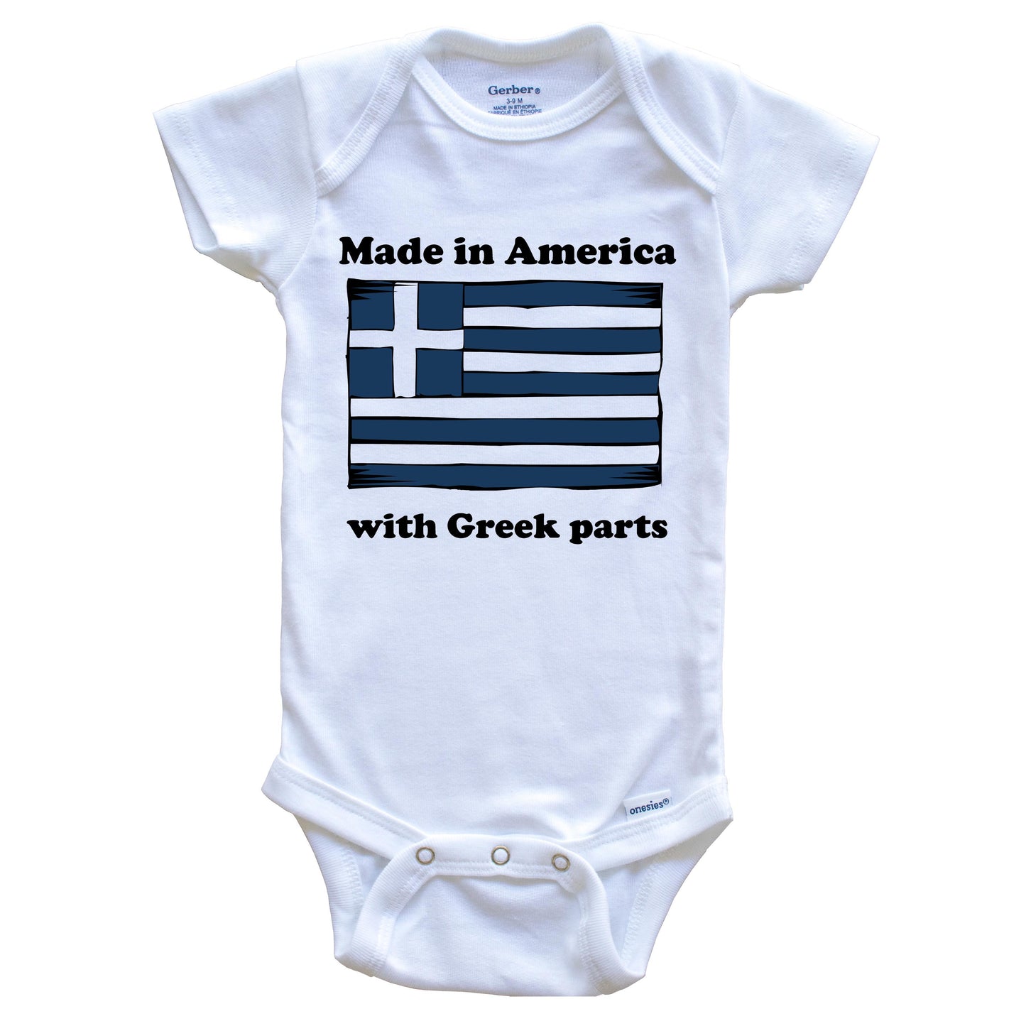 Made In America With Greek Parts Funny Greece Flag Baby Onesie