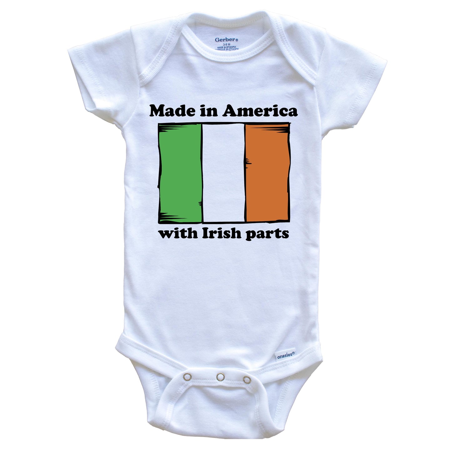 Made In America With Irish Parts Funny Ireland Flag Baby Onesie