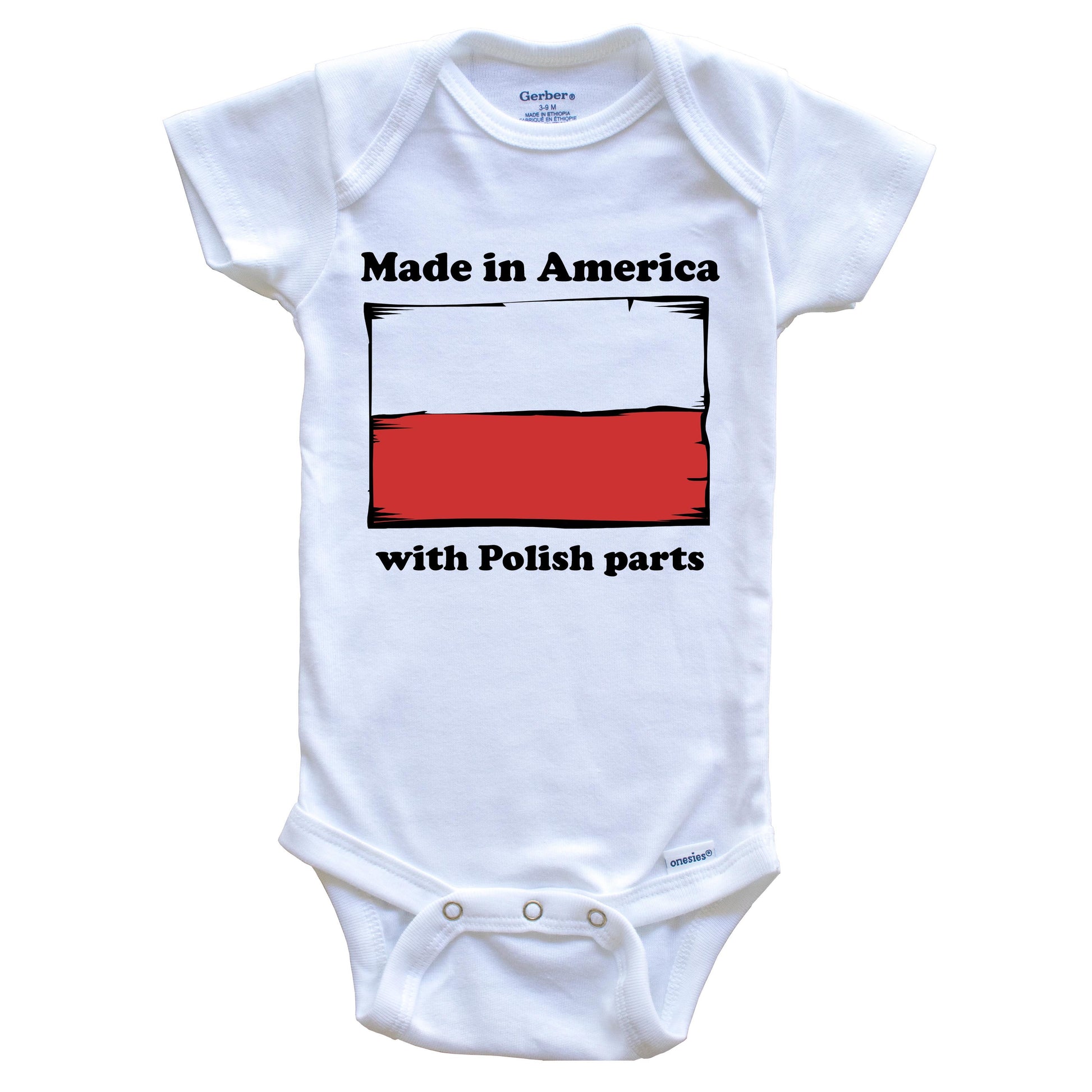 Made In America With Polish Parts Funny Poland Flag Baby Onesie