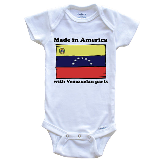 Made In America With Venezuelan Parts Funny Venezuela Flag Baby Onesie
