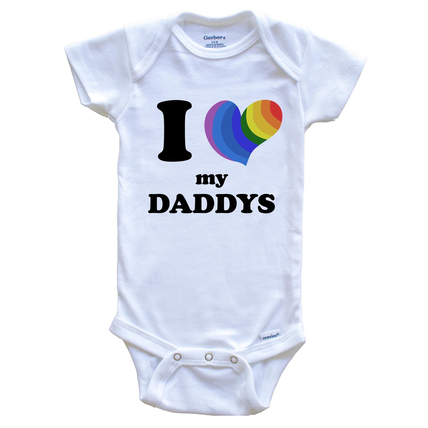 I Love My Daddys Same Sex Marriage Gay Pride Rainbow Heart Baby Onesie