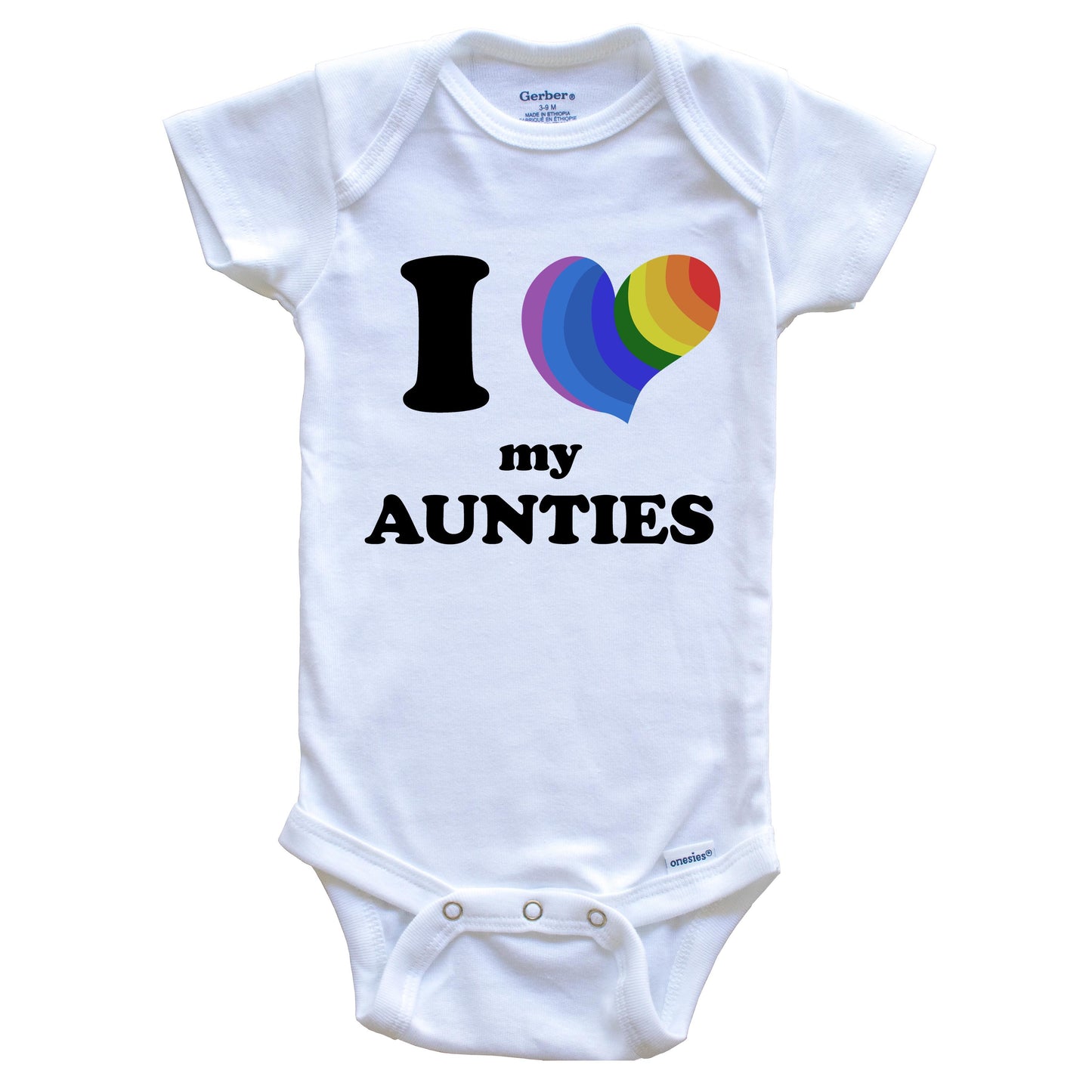 I Love My Aunties Same Sex Marriage Gay Pride Rainbow Heart Niece Nephew Baby Onesie