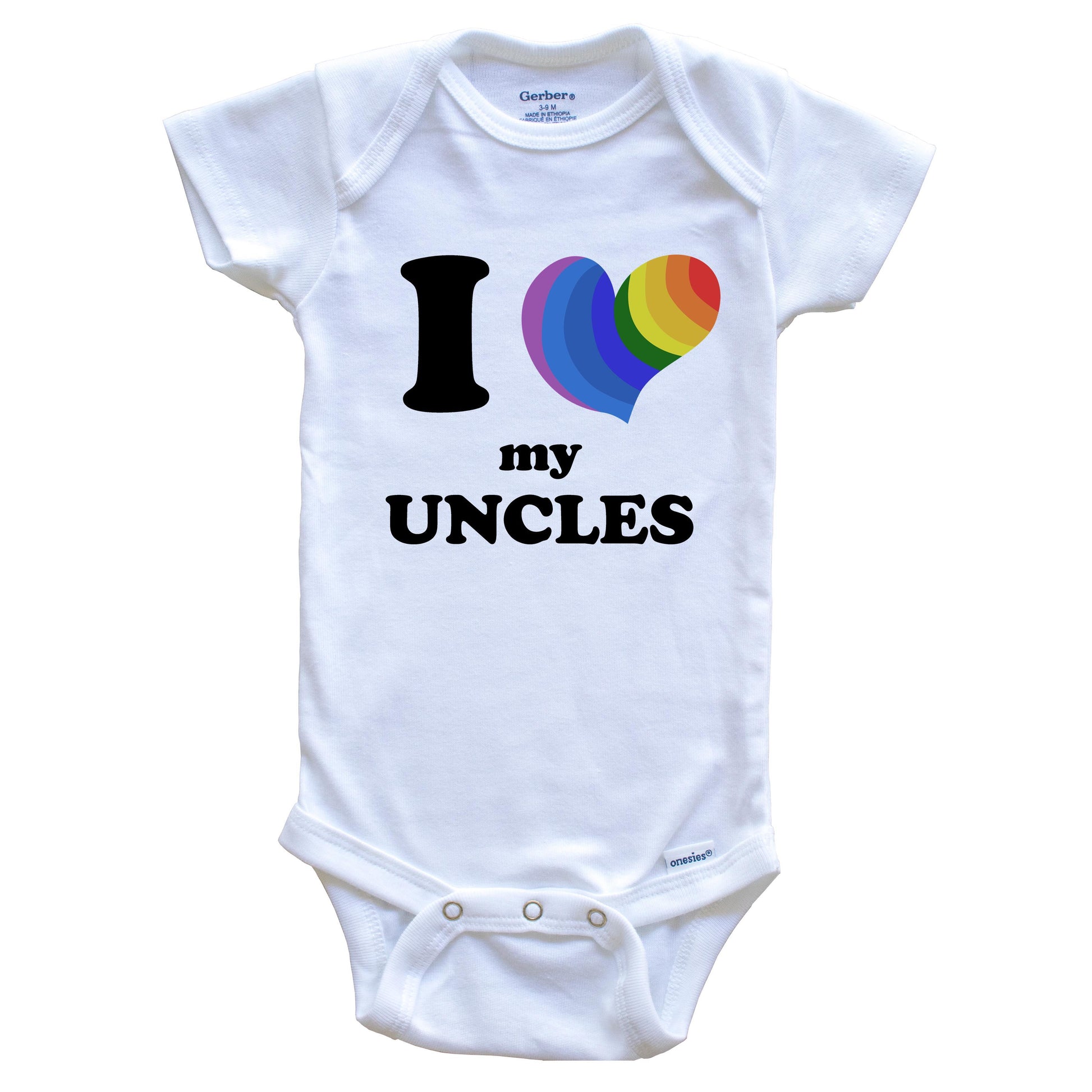 I Love My Uncles Same Sex Marriage Gay Pride Rainbow Heart Niece Nephew Baby Onesie