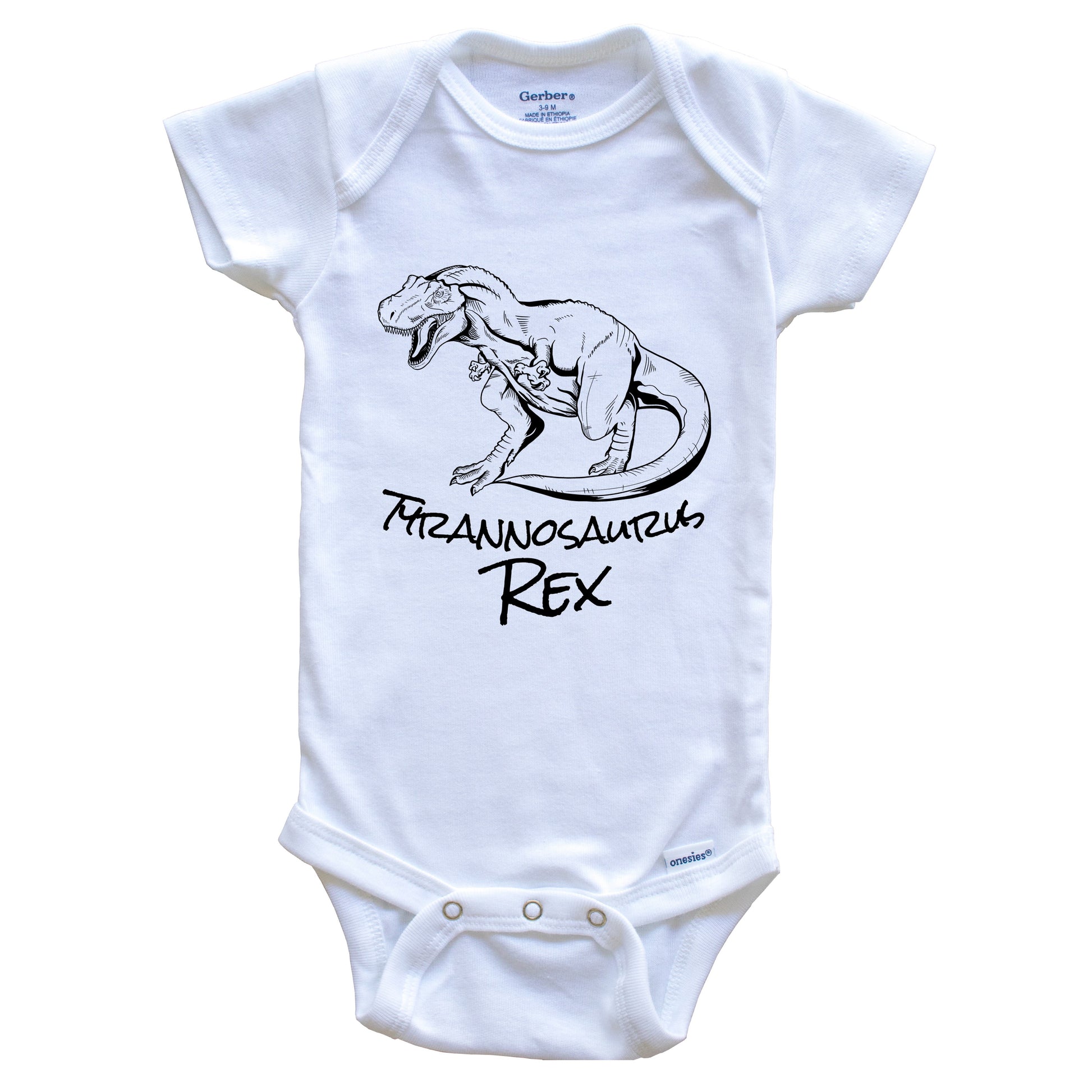 Tyrannosaurus Rex Sketch Cool Prehistoric T-Rex Dinosaur Baby Onesie