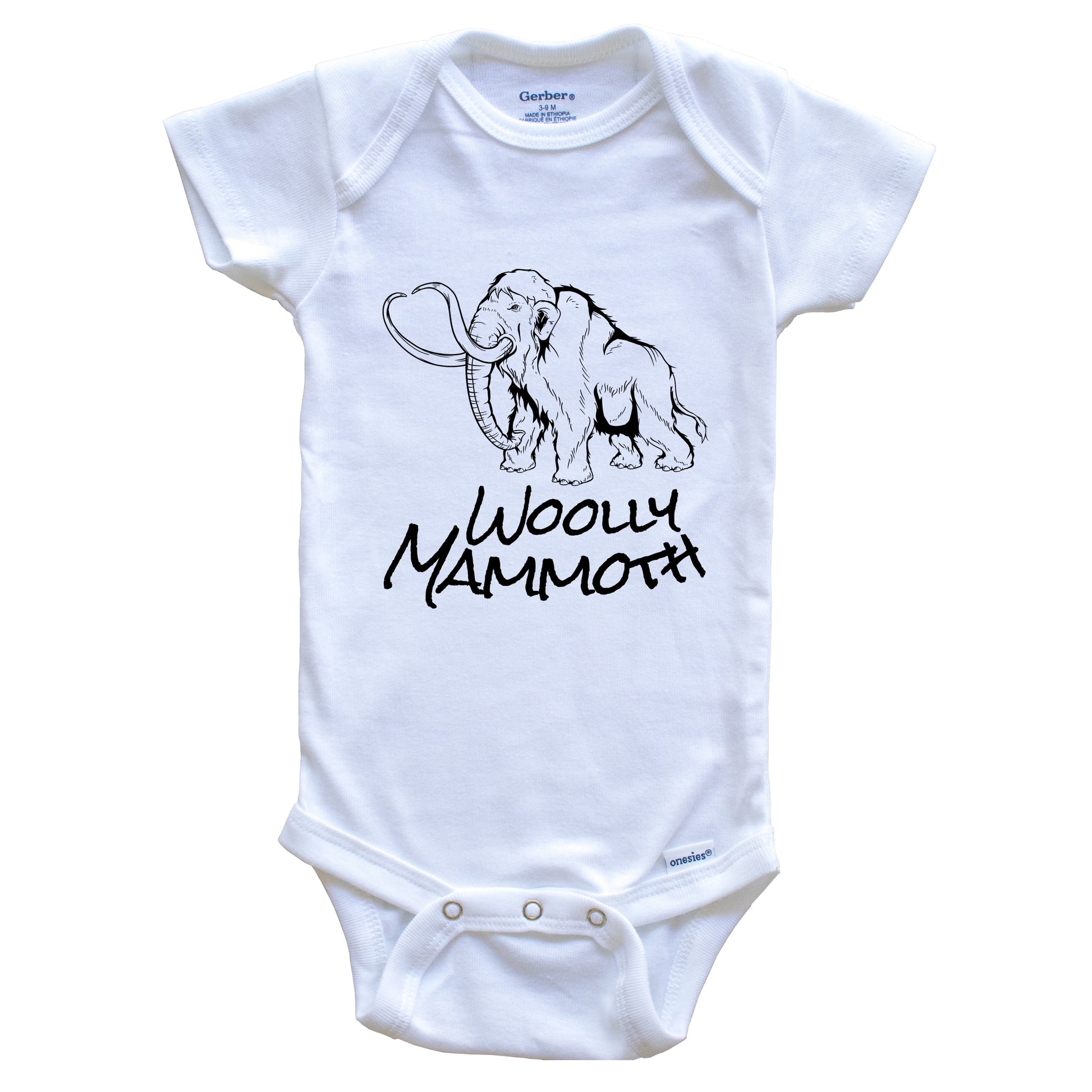 Woolly Mammoth Sketch Cool Prehistoric Animal Baby Onesie