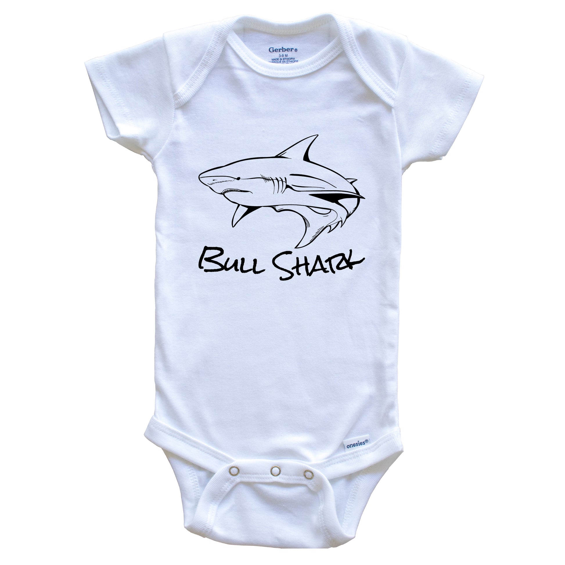 Bull Shark Sketch Cool Shark Baby Onesie