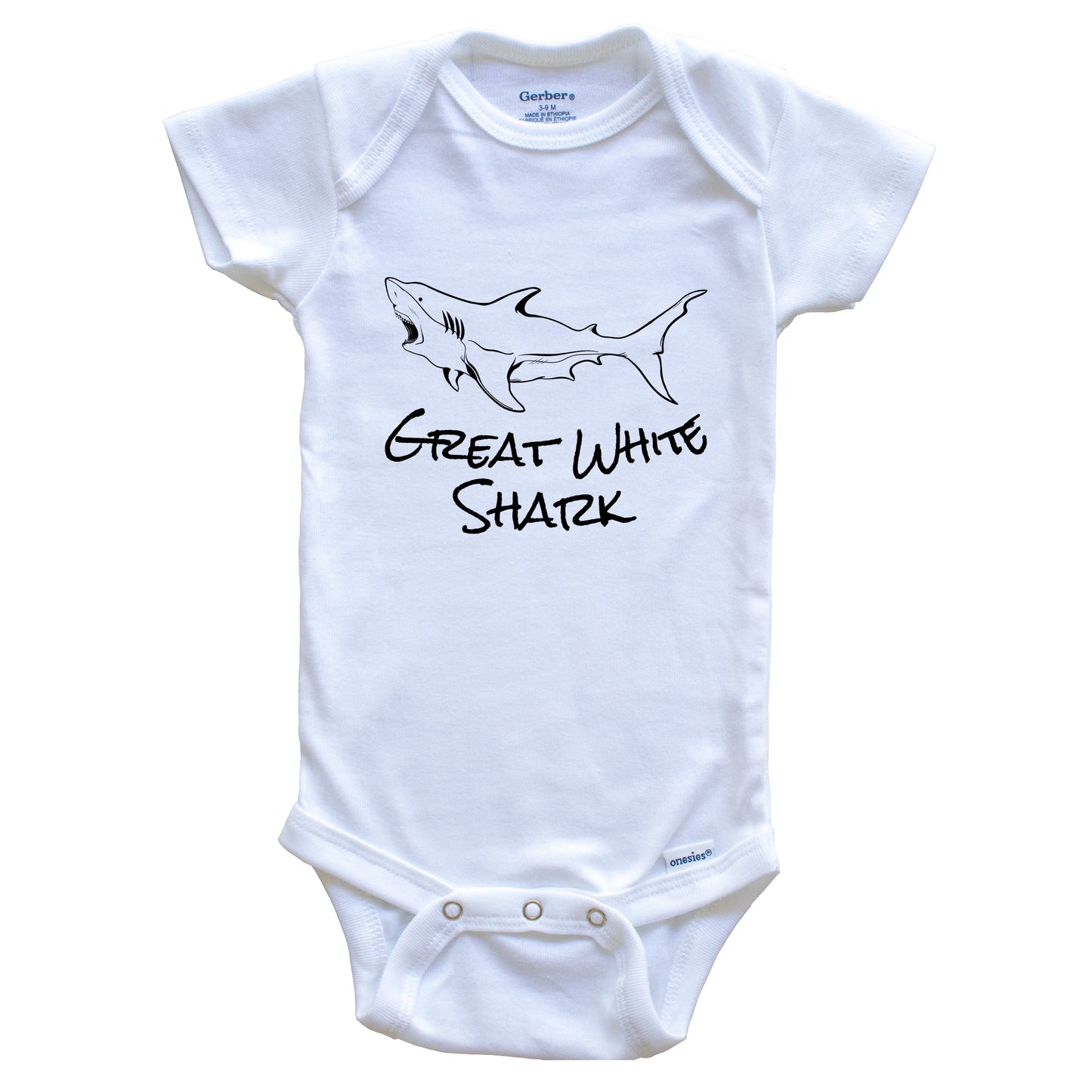 Great White Shark Sketch Cool Shark Baby Onesie