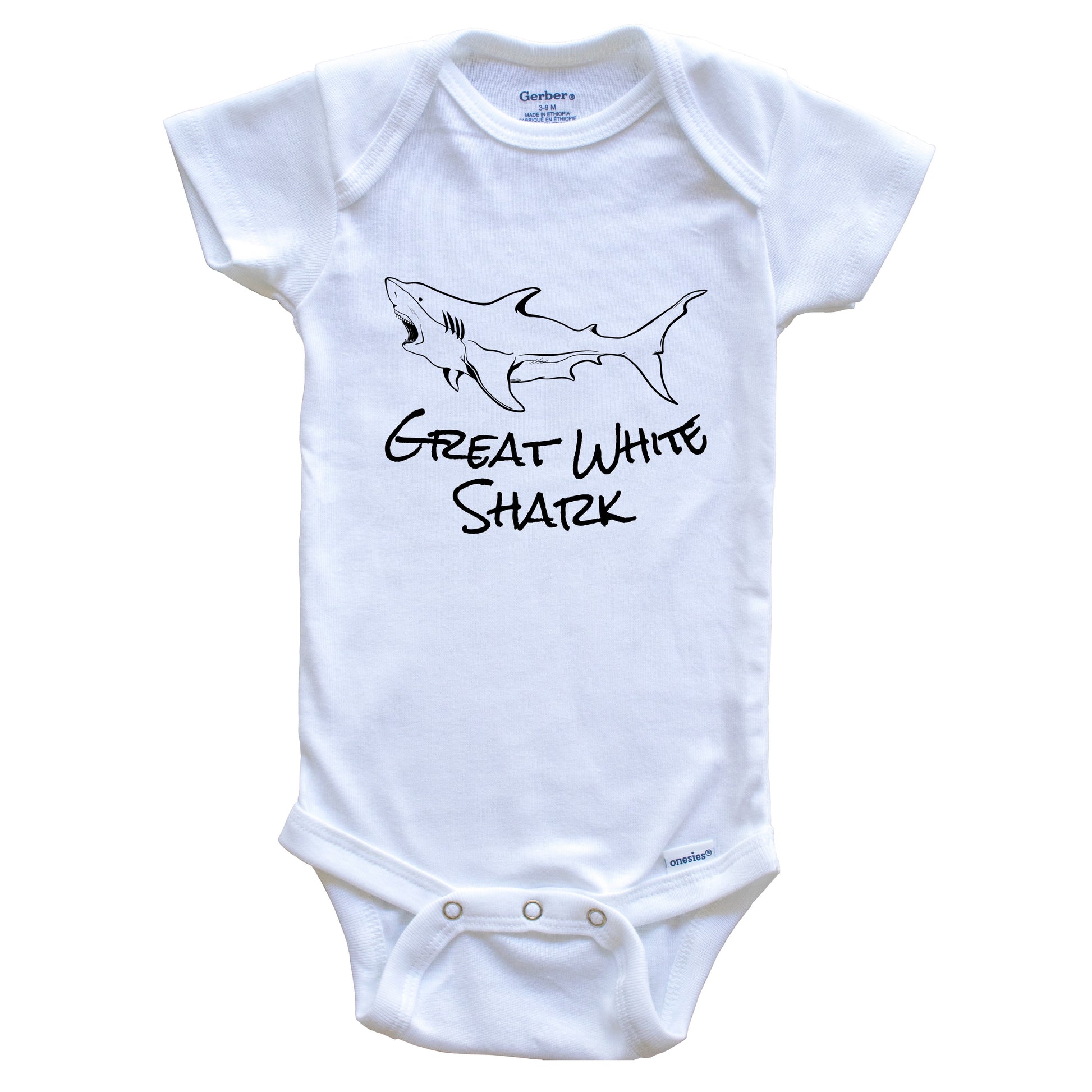 Great White Shark Sketch Cool Shark Baby Onesie
