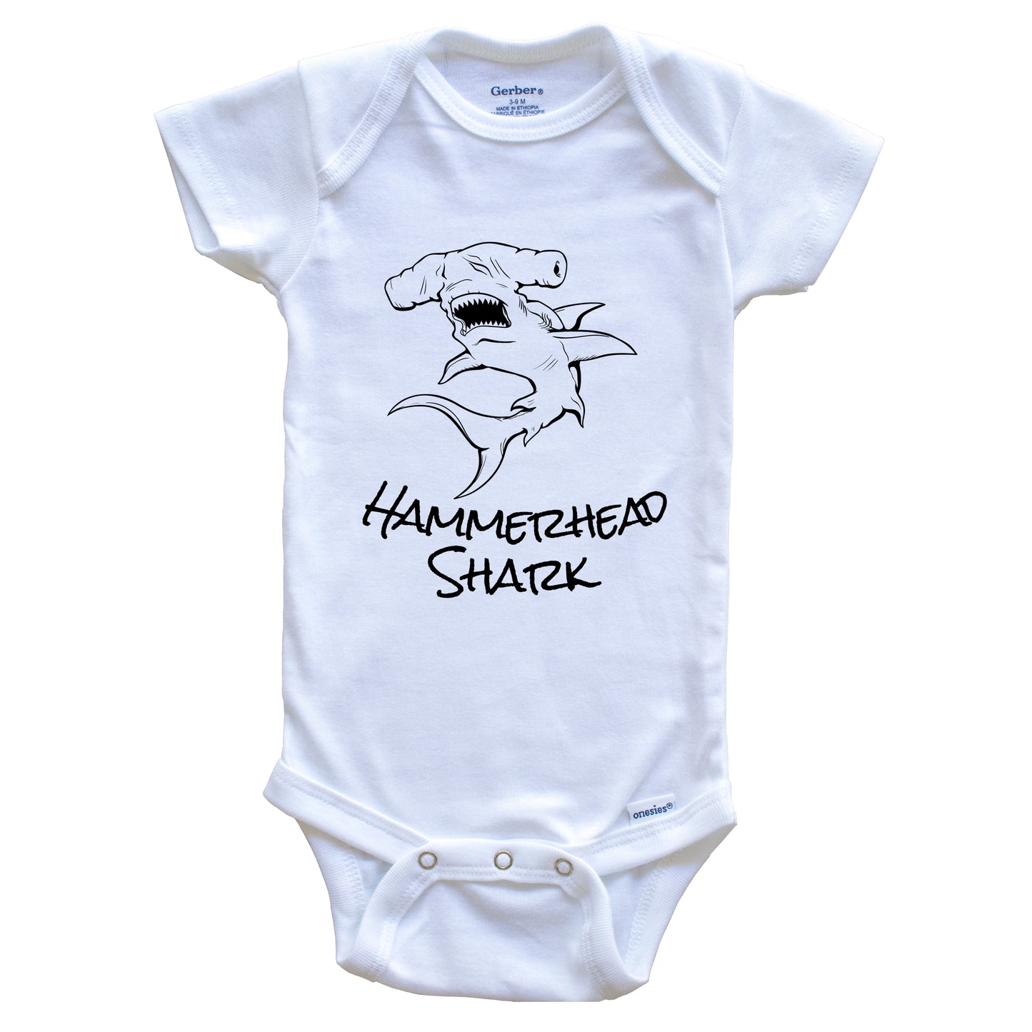 Great Hammerhead Shark Sketch Cool Shark Baby Onesie