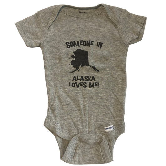 Someone In Alaska Loves Me State Silhouette Cute Baby Onesie - One Piece Baby Bodysuit