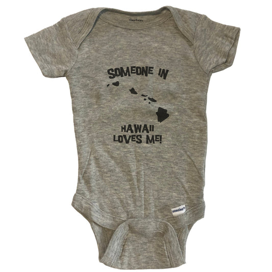 Someone In Hawaii Loves Me State Silhouette Cute Baby Onesie - One Piece Baby Bodysuit