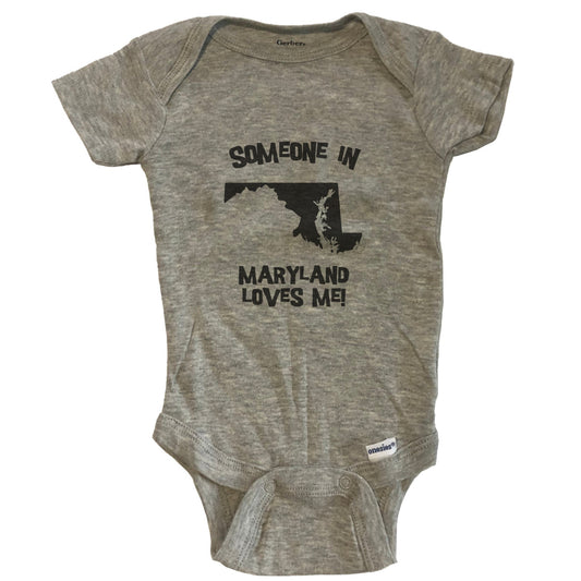 Someone In Maryland Loves Me State Silhouette Cute Baby Onesie - One Piece Baby Bodysuit