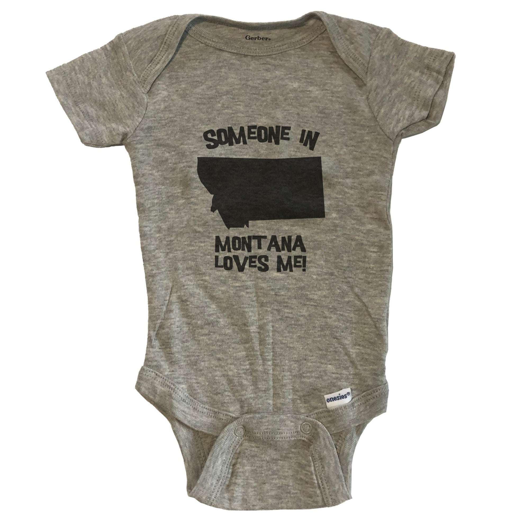 Someone In Montana Loves Me State Silhouette Cute Baby Onesie - One Piece Baby Bodysuit