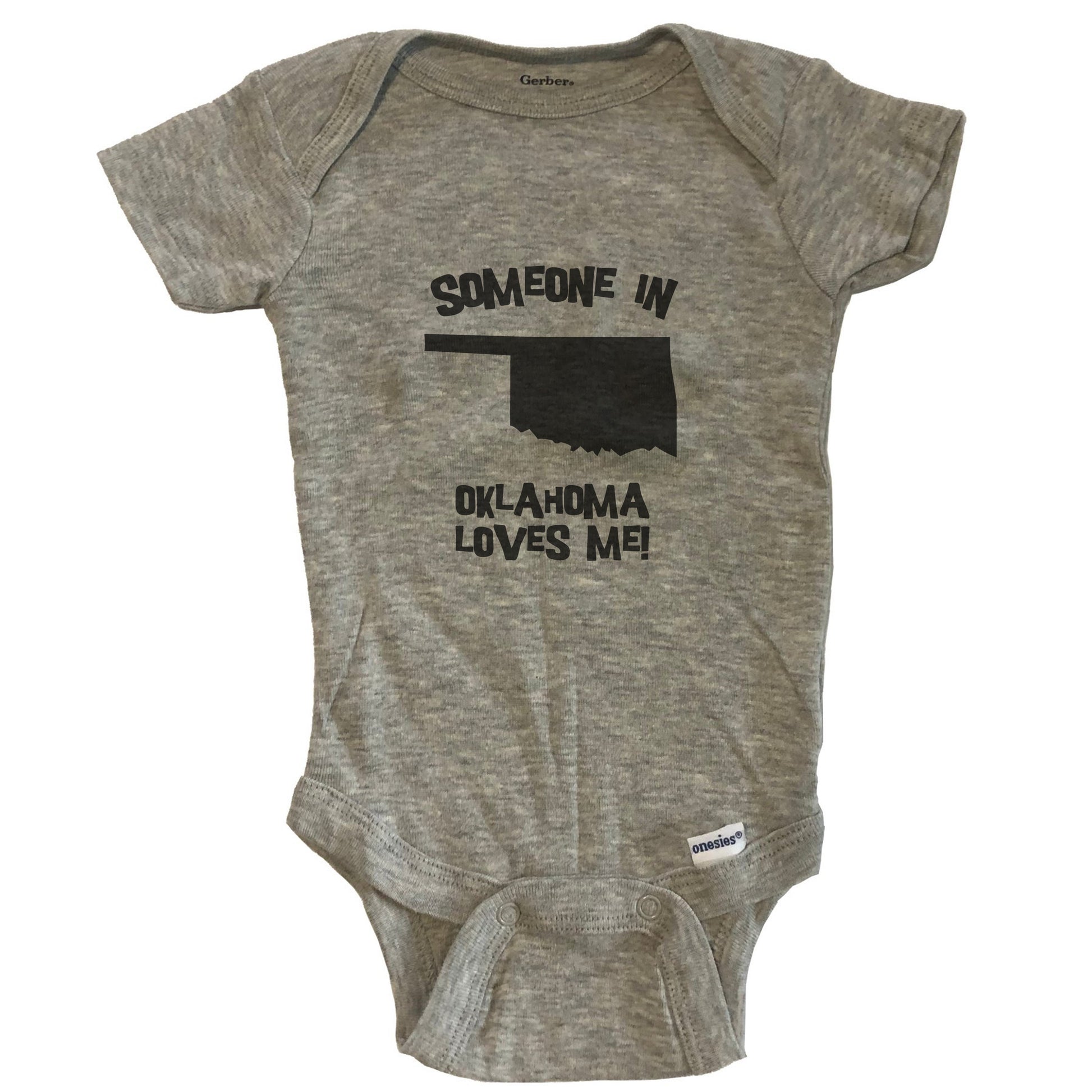Someone In Oklahoma Loves Me State Silhouette Cute Baby Onesie - One Piece Baby Bodysuit