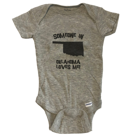 Someone In Oklahoma Loves Me State Silhouette Cute Baby Onesie - One Piece Baby Bodysuit