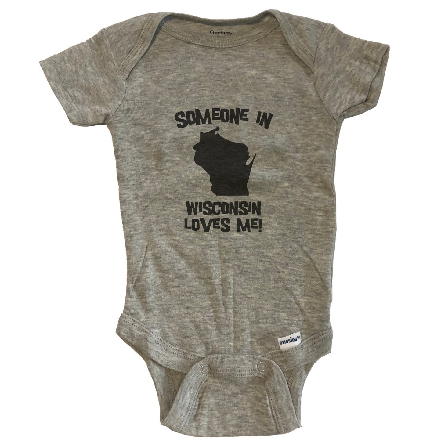 Someone In Wisconsin Loves Me State Silhouette Cute Baby Onesie - One Piece Baby Bodysuit