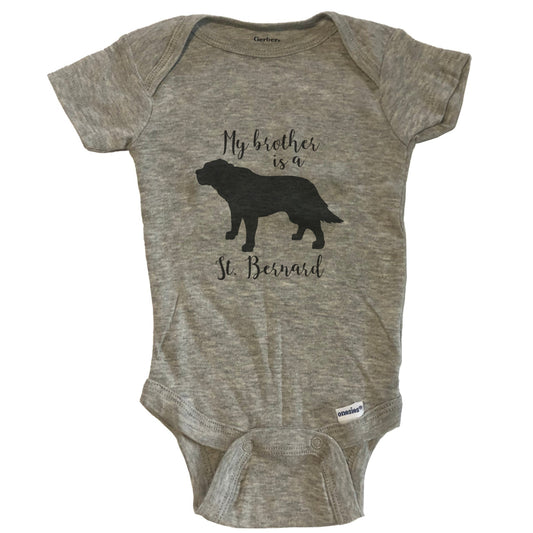 My Brother Is A St. Bernard Cute Dog Baby Onesie - Saint Bernard One Piece Baby Bodysuit