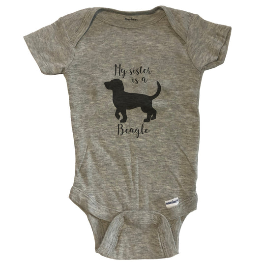 My Sister Is A Beagle Cute Dog Baby Onesie - Beagle One Piece Baby Bodysuit
