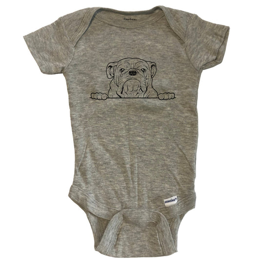 American Bulldog Dog Breed Drawing Cute One Piece Baby Bodysuit - Grey