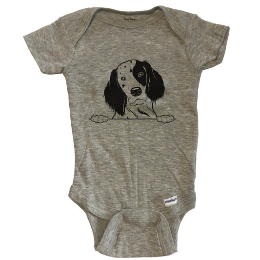 English Setter Dog Breed Drawing Cute One Piece Baby Bodysuit - Grey