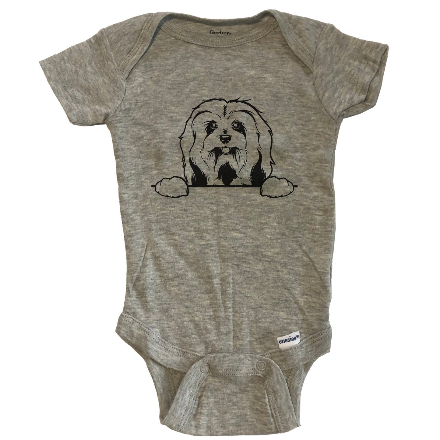 Havanese Dog Breed Drawing Cute One Piece Baby Bodysuit - Grey