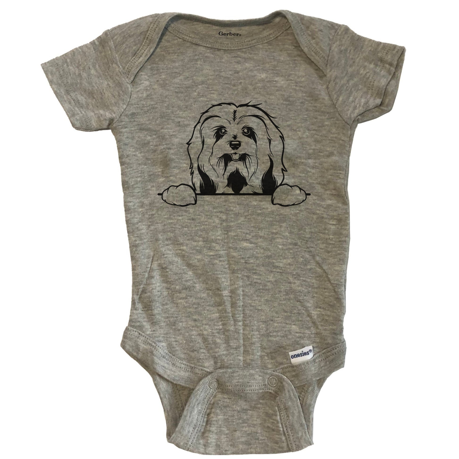 Havanese Dog Breed Drawing Cute One Piece Baby Bodysuit - Grey