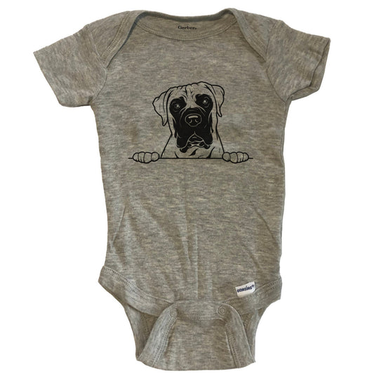 Mastiff Dog Breed Drawing Cute One Piece Baby Bodysuit - Grey