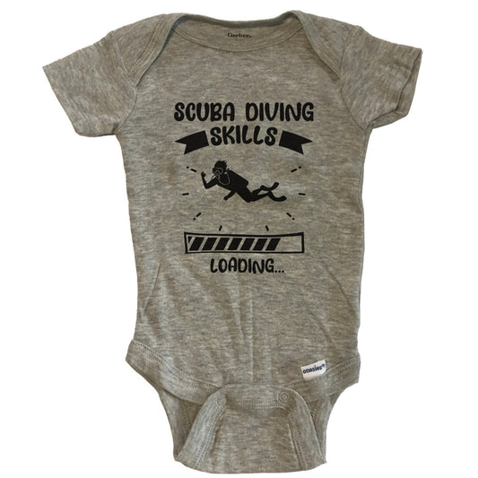 Scuba Diving Skills Loading Funny Scuba Diving Baby Bodysuit - Grey
