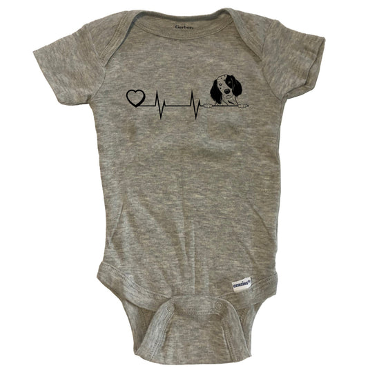 Heart Heartbeat Line Chart English Setter Dog Breed Baby Bodysuit - Grey