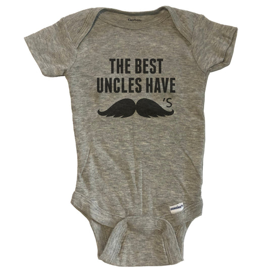 Mustaches Onesie - The Best Grandpas Have Mustaches Baby Onesie - Grey