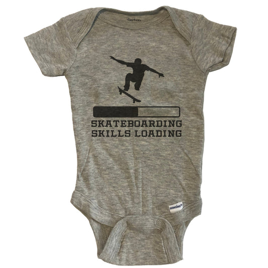 Skateboarding Skills Loading Funny Skateboard Humor Baby Onesie