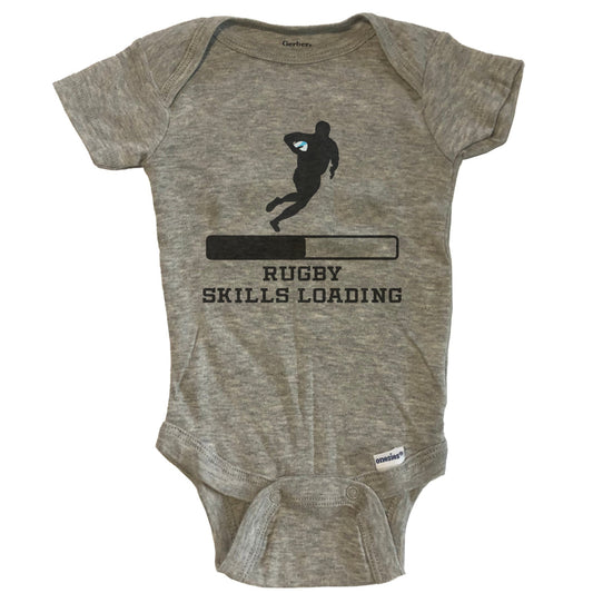 Rugby Skills Loading Funny Sports Humor Baby Onesie
