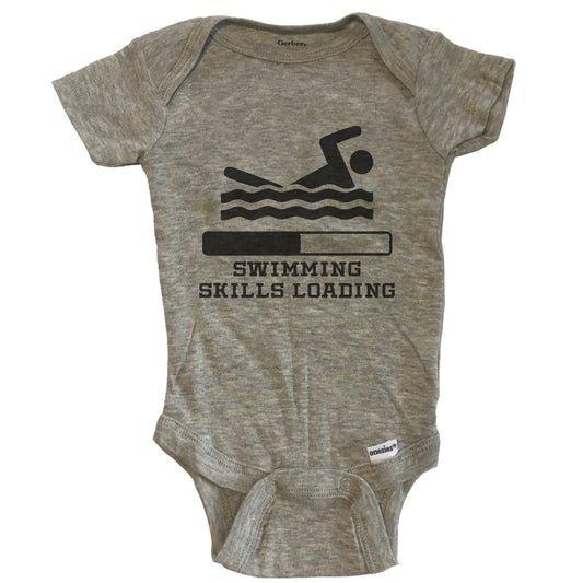Swimming Skills Loading Funny Swimmer Humor Baby Onesie