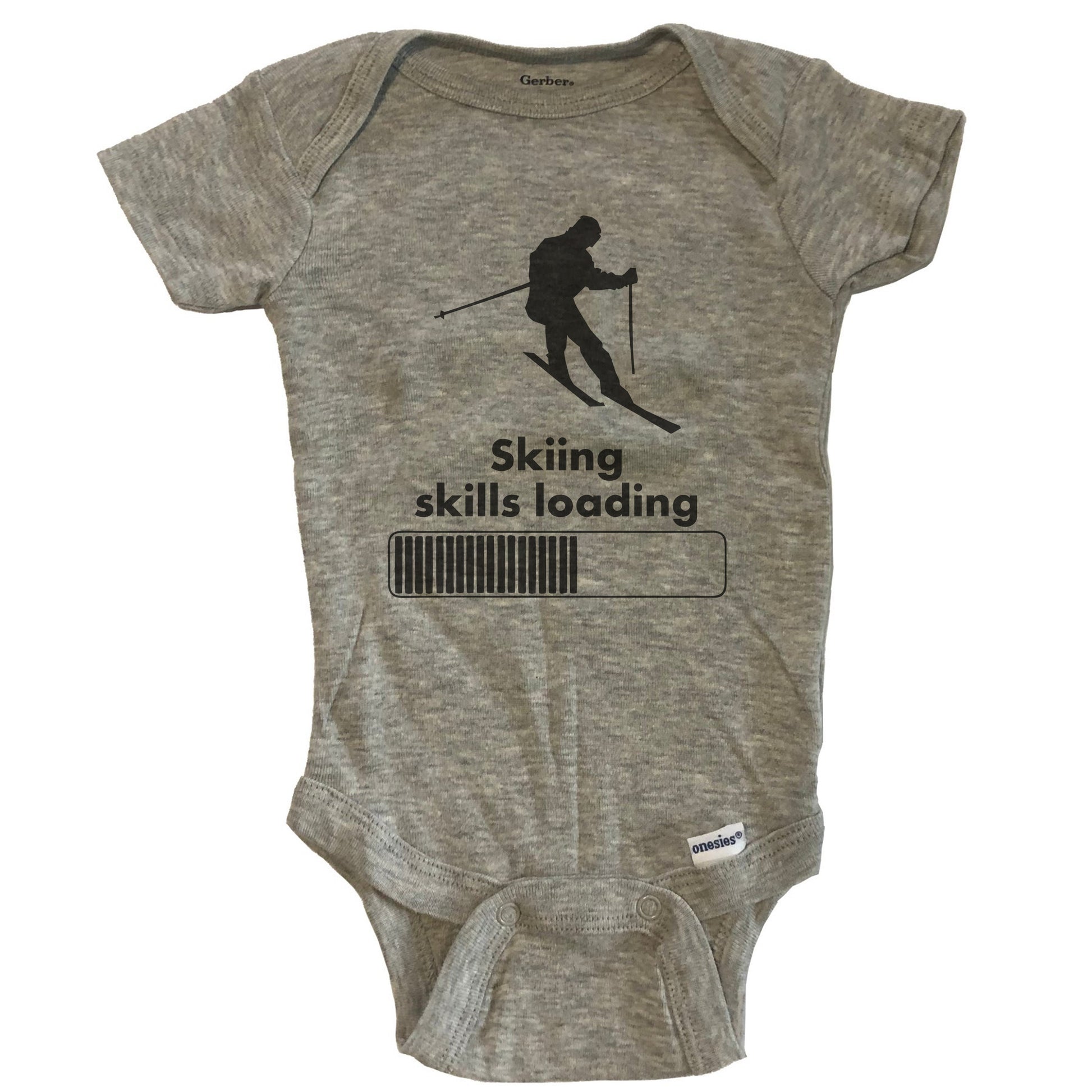 Skiing Skills Loading Funny Skier Baby Onesie