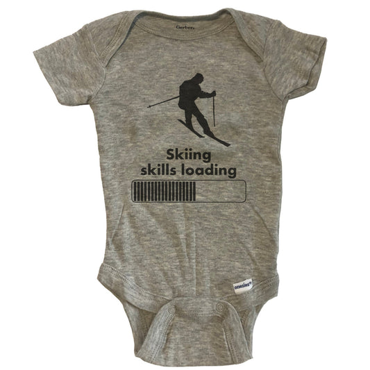 Skiing Skills Loading Funny Skier Baby Onesie