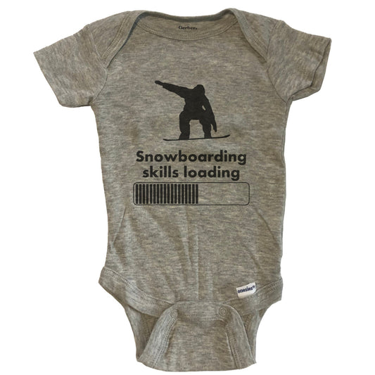 Snowboarding Skills Loading Funny Snowboard Baby Onesie