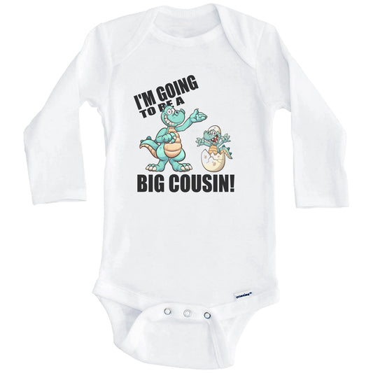 I'm Going To Be A Big Cousin Dinosaur Baby Announcement Baby Onesie (Long Sleeves)