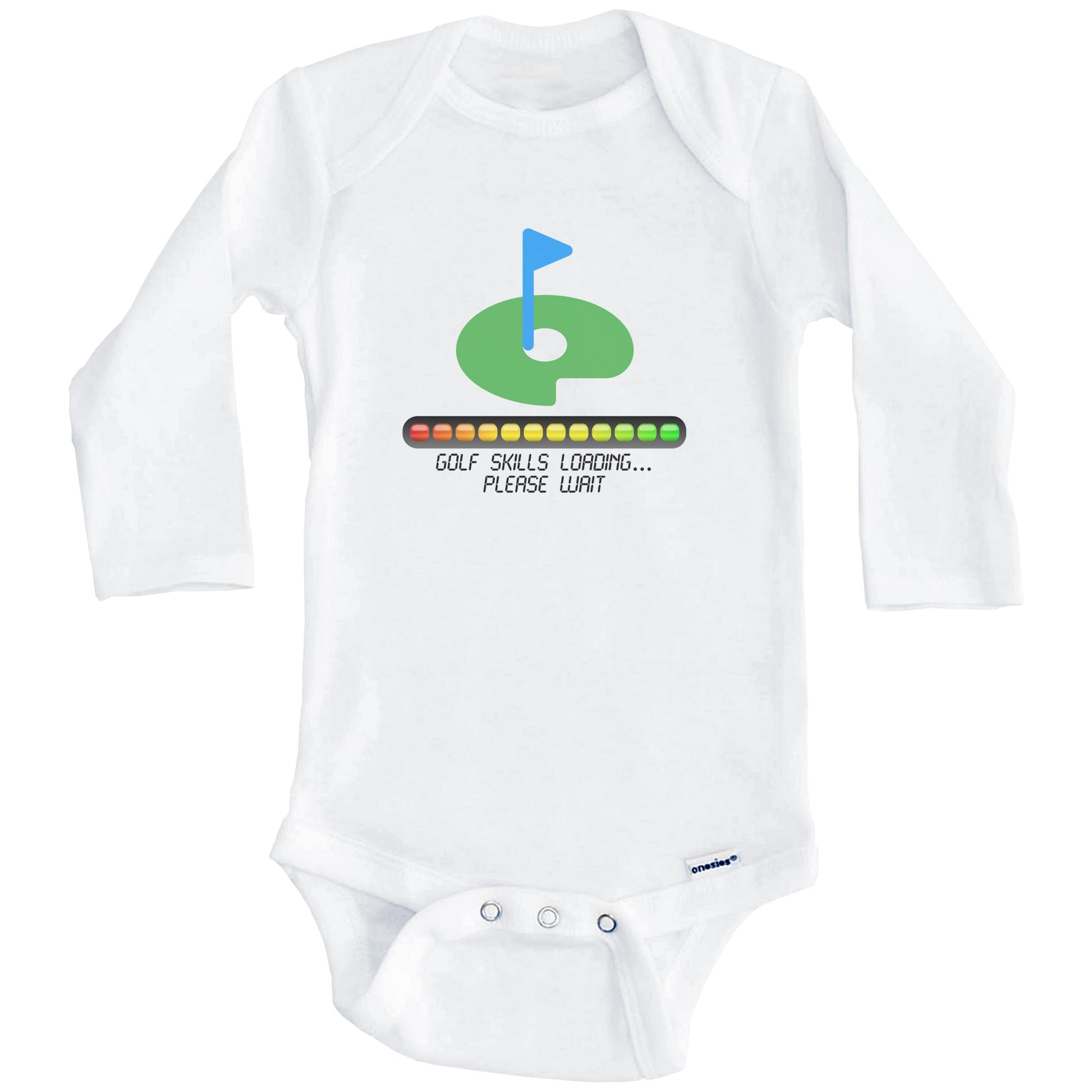 Golf Skills Loading Please Wait Funny Baby Onesie (Long Sleeves)